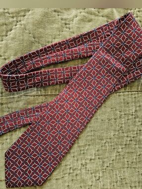 Vintage Bert Pulitzer Classic Red Geometric Silk Tie Made In USA